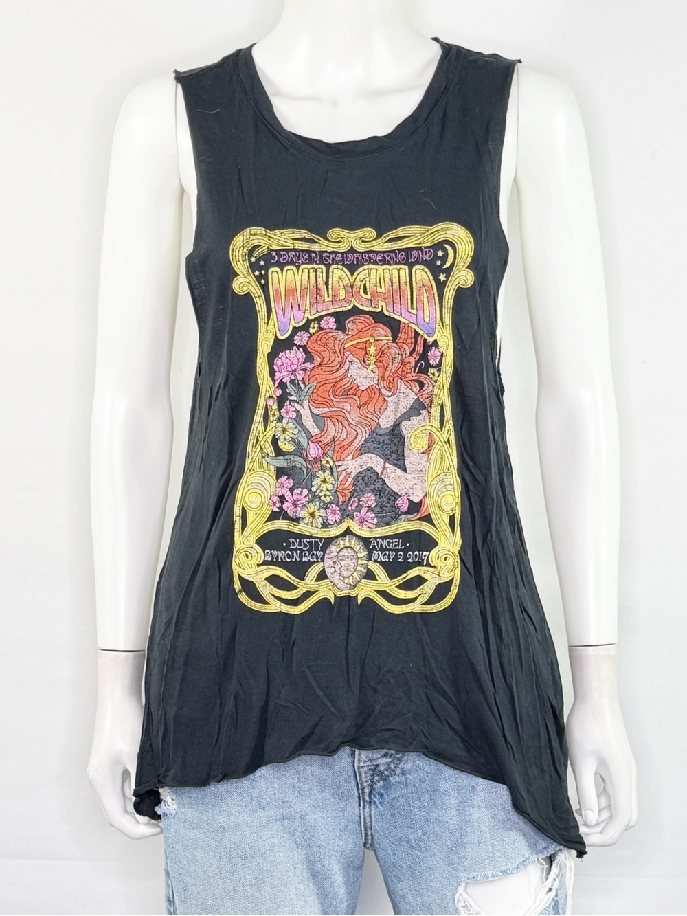 Spell & The Gypsy Collective Black Wild Child Tank Top Size S Boho Summer Hippie